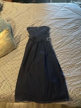 Steve Madden Navy Strapless Maxi Dress with Belt